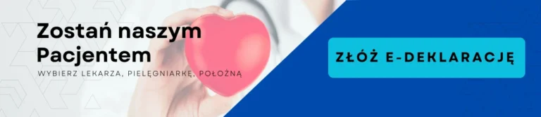 Baner reklamujący hasło zostań naszym pacjentem