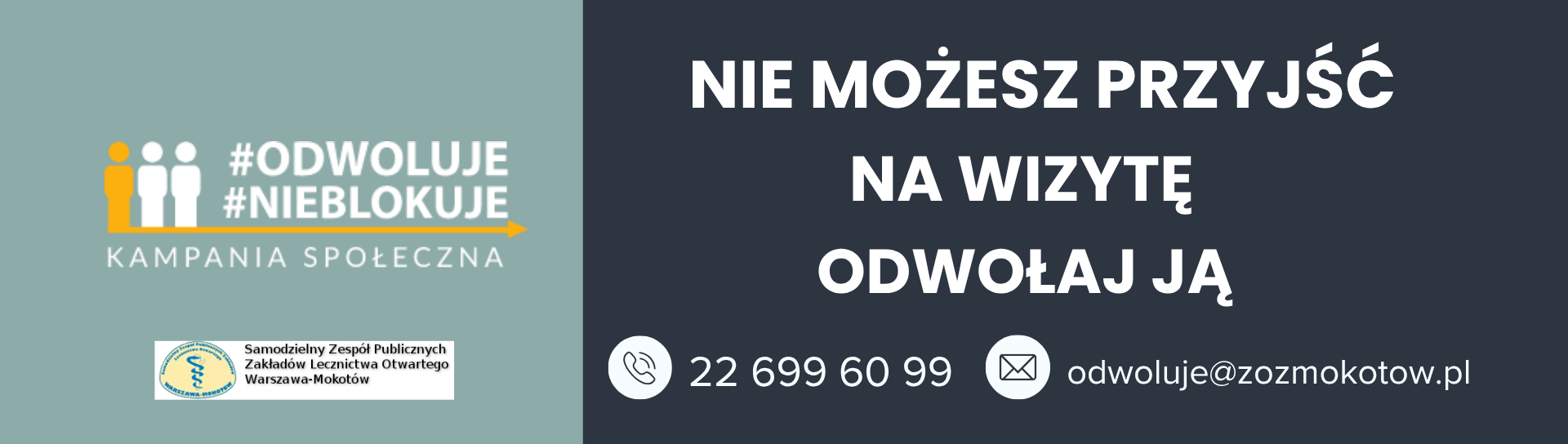 baner promujący kampanie jeśli nie możesz przyjść odwołaj wizytę