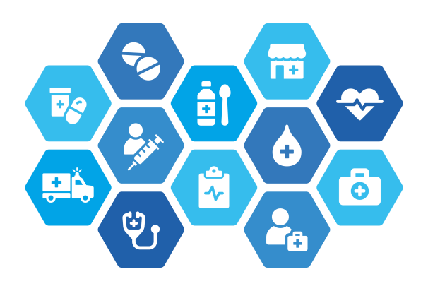 ikonki medyczne w kolorze niebieskim