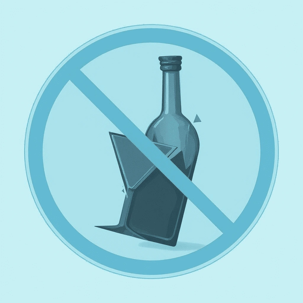 okrągły znak zakazujący wnoszenia szkła i butelek