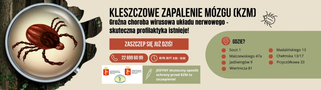 baner informujący pacjentów o kleszczowym zapaleniu mózgu