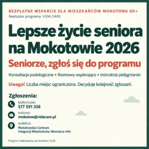 Bezpłatne wsparcie dla mieszkańców Mokotowa 60+